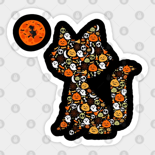 Halloween cat Sticker by MZeeDesigns